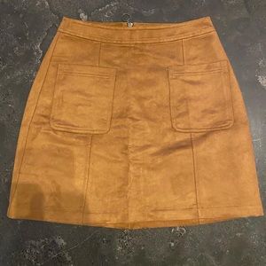 tan velvet mini skirt